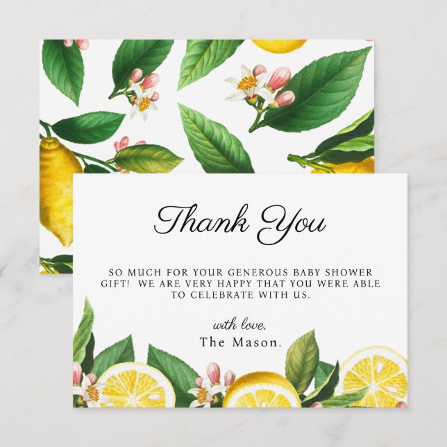 Lemon Citrus Thank You Summer Baby Shower (Front/Back)