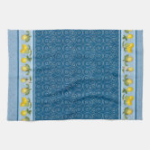 Lemon Pattern Navy Blue Kitchen Towel