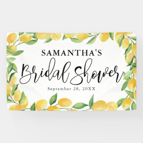 Lemon Citrus Watercolor Bridal Shower Banner