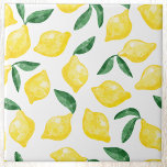 Lemon Citrus Watercolor Mediterranean Ceramic Tile<br><div class="desc">Fresh and zesty watercolor Mediterranean citrus lemon pattern.  Original art by Nic Squirrell.</div>