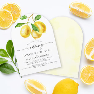Lemon Citrus Watercolor Wedding Invitation