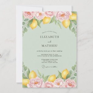 Lemon Citrus Watercolor Wedding Invitation