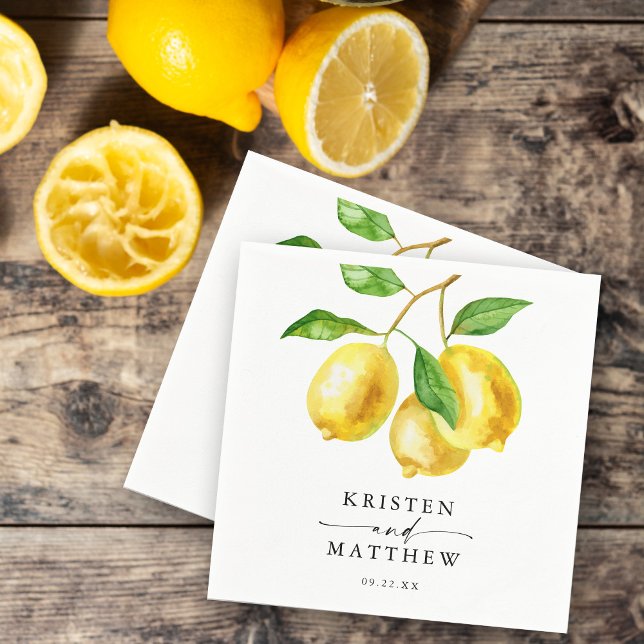 Lemon Citrus Watercolor Wedding Napkins (Our lemon watercolor wedding napkins is a beautiful way to showcase your wedding theme.)