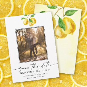 Lemon Citrus Watercolor Wedding Photo Save The Date