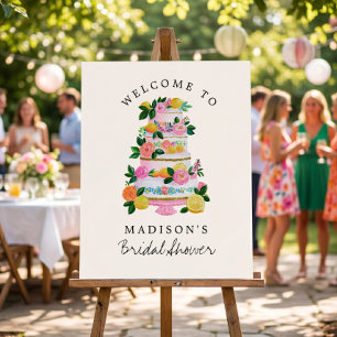 Lemon Citrus Wedding Cake Bridal Shower Welcome Foam Board
