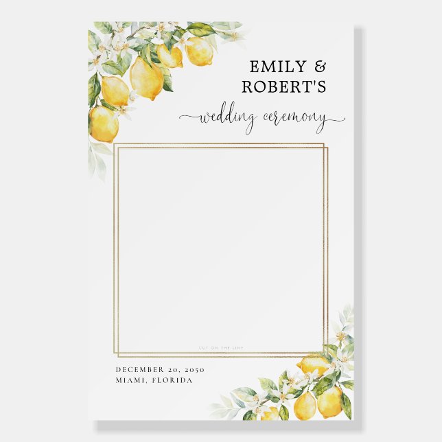 Lemon Citrus Wedding Ceremony Photo Prop Foam Board (Front)