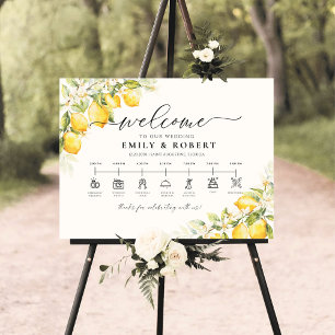 Lemon Citrus Wedding Ceremony Timeline Foam Board