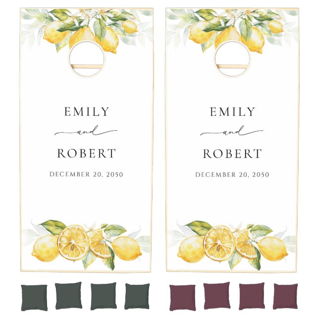 Lemon Citrus Wedding Cornhole Set (Set)