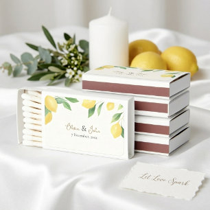 Lemon Citrus Wedding Favors with Name & Date Matchboxes