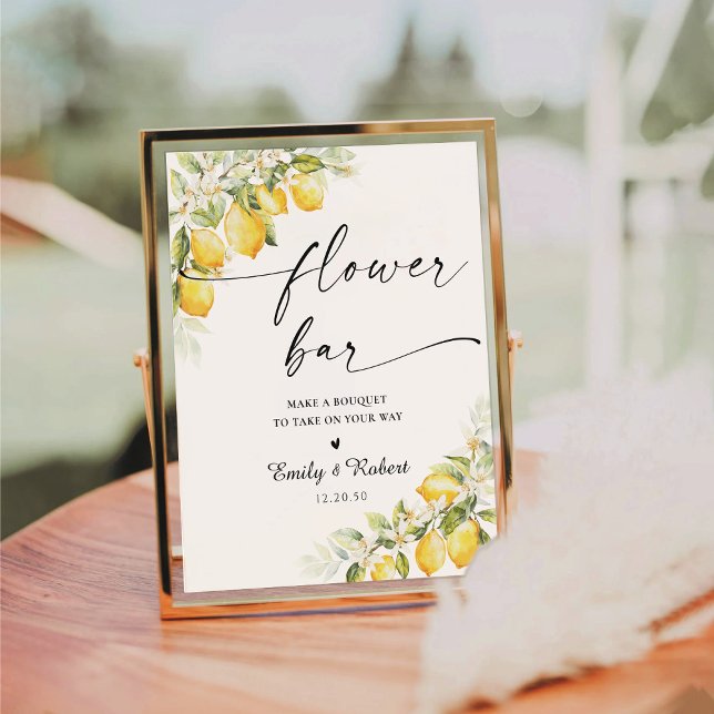 Lemon Citrus Wedding Flower Bar Sign (Creator Uploaded)