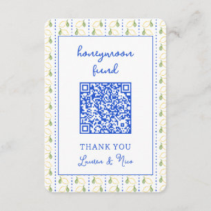 Lemon Citrus Wedding Honeymoon Fund QR Code Enclosure Card