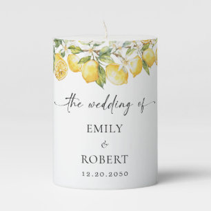 Lemon Citrus Wedding Pillar Candle