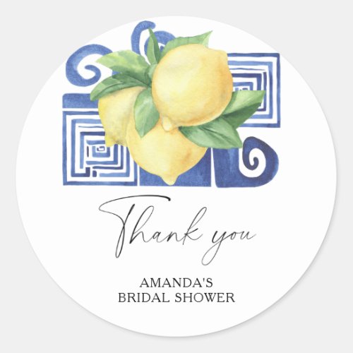 Lemon Citrus _ Wedding Thank You Classic Round Sticker