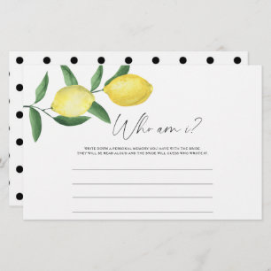 Lemon Citrus - Who am I bridal shower game Stationery