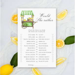 Lemon Citrus - Would she rather bridal shower game