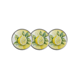 Lemon Citrus Yellow Fruit Pretty Watercolor Golf Ball Marker