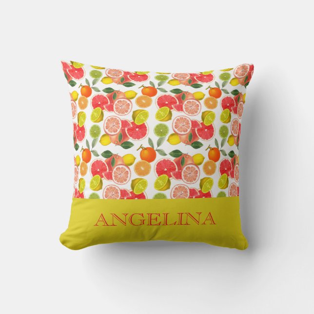Lemon citrus yellow Pattern  Throw Pillow (Front)