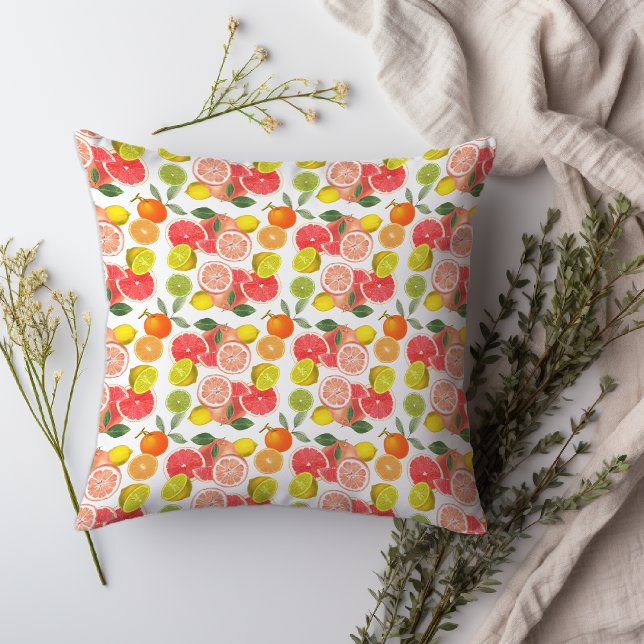 Lemon citrus yellow Pattern  Throw Pillow (Lemon citrus yellow Pattern Throw Pillow.)