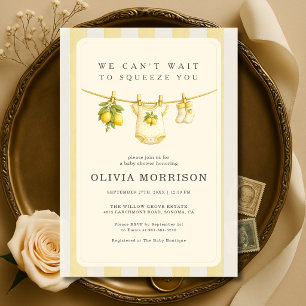 Lemon Clothesline Baby Shower Invitation