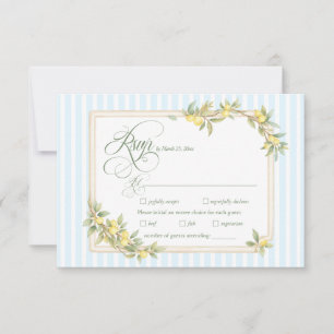 Lemon Coastal Stripe Wedding Menu Choice RSVP