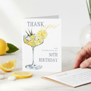 Lemon cocktail A tini bit Older 30th Birthday  Letterpress Thank You Card
