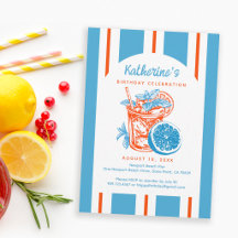 Lemon Cocktail Coastal Blue Orange Birthday Party