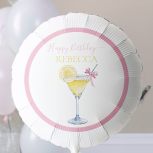 Lemon Cocktail Pink Bow Happy Birthday Balloon