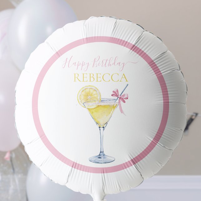 Lemon Cocktail Pink Bow Happy Birthday Balloon (Creator Uploaded)