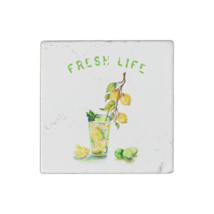Lemon Cocktail Stone Magnet