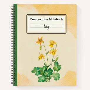 Lemon Columbine Flower Personalized Composition Notebook