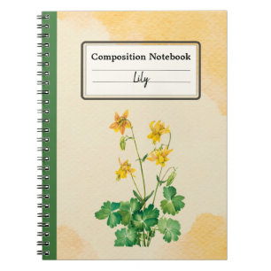 Lemon Columbine Flower Personalized Composition Notebook