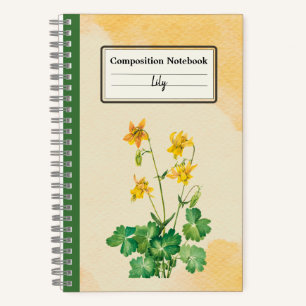 Lemon Columbine Flower Personalized Composition Notebook