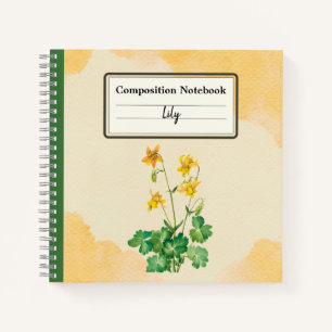 Lemon Columbine Flower Personalized Composition Notebook
