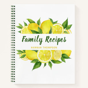 Lemon Cookbook Organizing Favorite Family Recipes Notebook