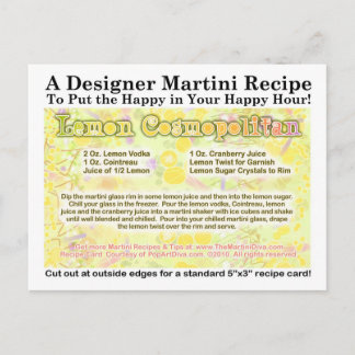 Lemon Cosmopolitan Martini Recipe Postcard