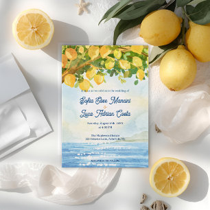 Lemon Costal Mediterranean Wedding Invitation 
