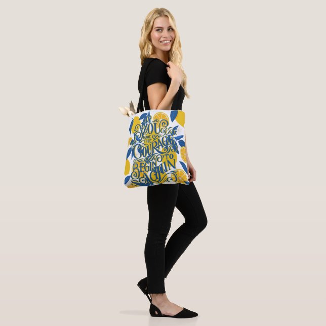 Lemon Courage Quote Tote Bag  (On Model)