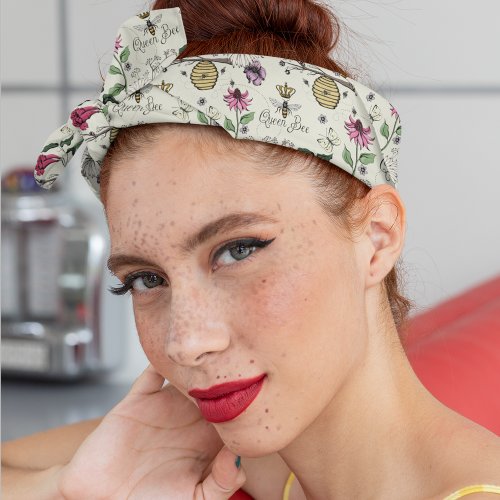 Lemon Cream Queen Bee Light Yellow Floral Pattern Bandana