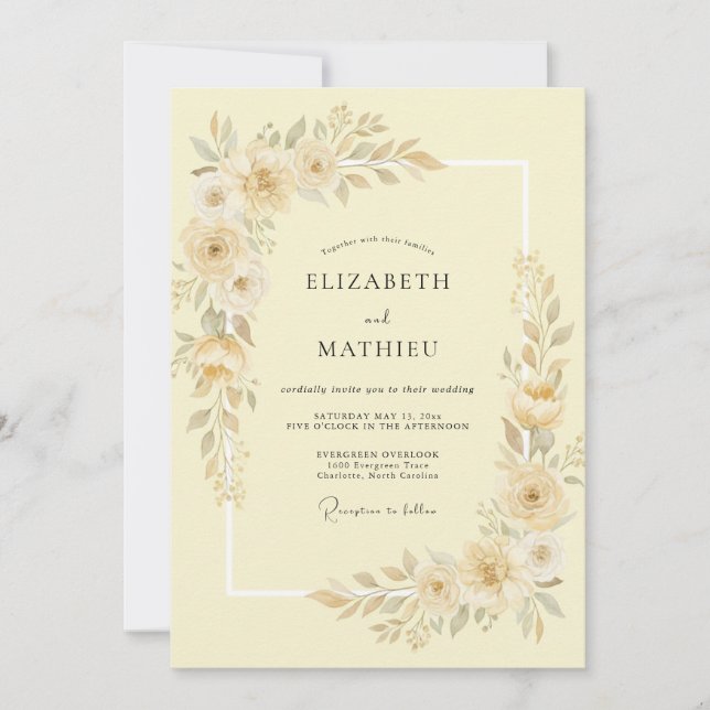 Lemon Cream Tranquil Spring Wedding Invitation (Front)