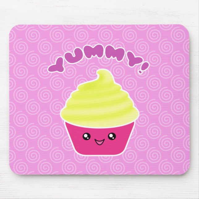 Lemon Cream Yummy Kawaii Cupcake Mousepad (Front)