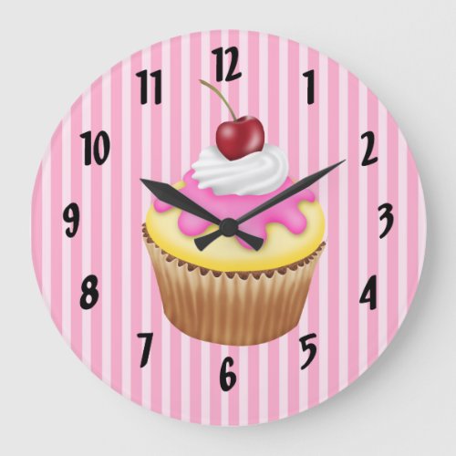 Lemon Cupcake Large Clock