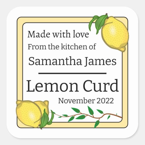 Lemon Curd Handmade Food Square Sticker