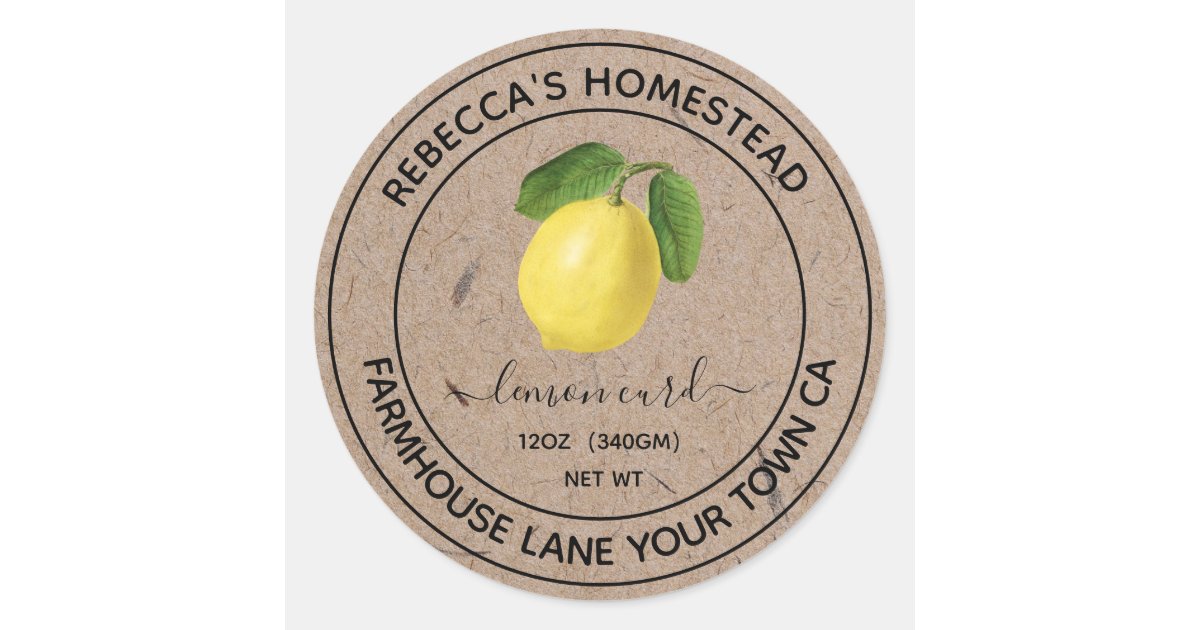 Lemon Curd Kraft Paper Canning Jar Labels | Zazzle