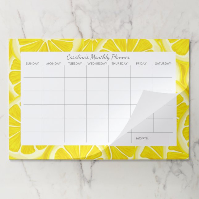 Lemon Custom Desk Pad Monthly Calendar Planner (Folded)