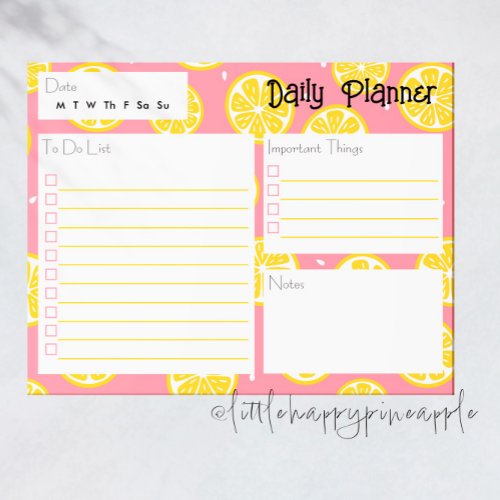 Lemon Daily Planner Notepad