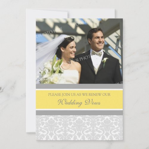 Lemon Damask Photo Wedding Vow Renewal Invitations