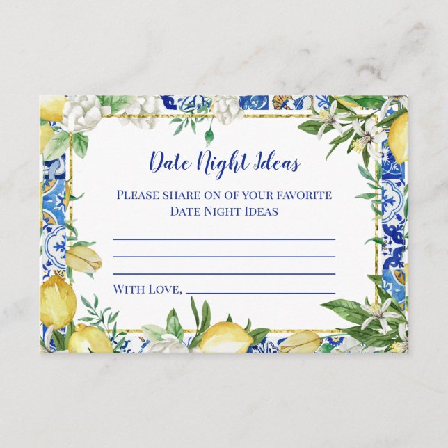 Lemon Date Night Idea Enclosure Card (Front)