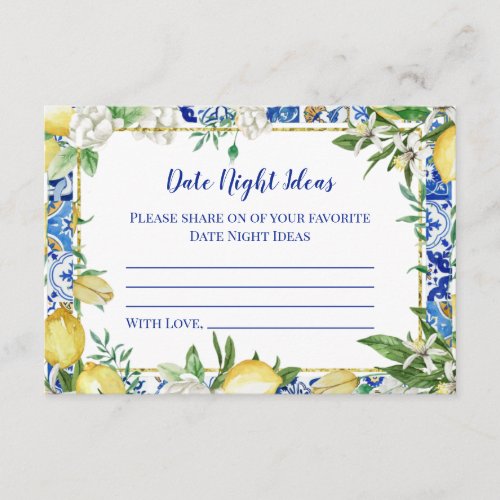 Lemon Date Night Idea Enclosure Card