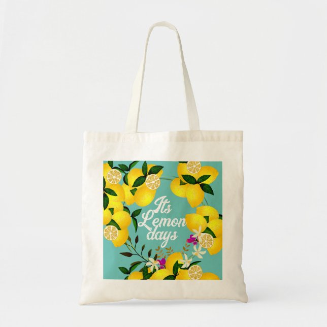 Lemon Days Aqua Tote Bag (Front)