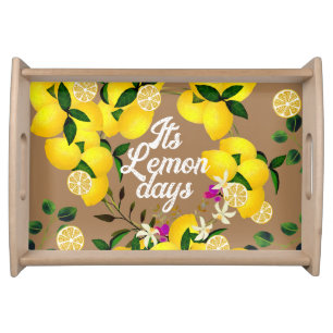 Lemon Days Brown Serving Tray